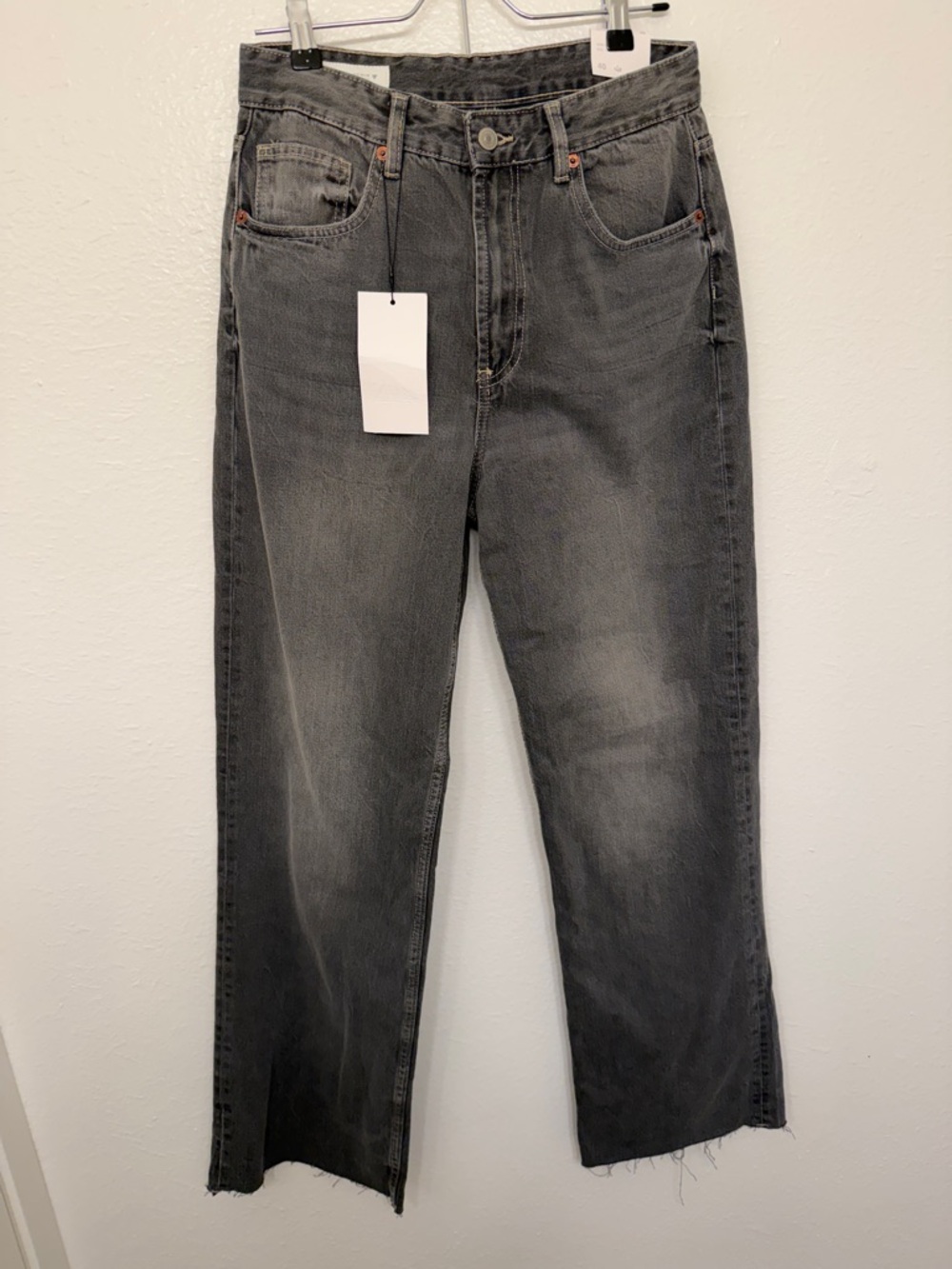 Zara Women's Washed Black Wide-Leg Jeans